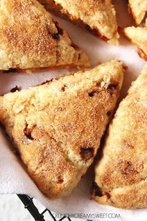 Snickerdoodle Scones, Sweet Scones, Savory Scones, Cinnamon Chips, Scone Recipe, Snickerdoodles, Breakfast Treats, Cinnamon Sugar, Sweet Savory