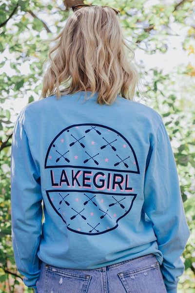 Lake Girl, Long Sleeve Tee Shirts, Paddles, Screen Print, Exclusive Designs, Screen Printing, Long Sleeve Tees, Long Sleeve Shirts, Tee Shirts