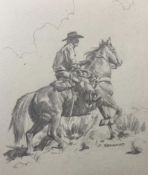 Western Artwork, Horse Sketch, Charcoal Drawings, Cowboy Art, Horse Drawings, Ink Drawings, Arte Inspo, Animal Sketches, Western Art