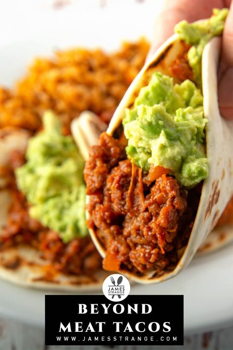 Simple tacos made with pantry ingredients and beyond beef. #tacorecipe #beyondbeef #jamesstrange Beyond Meat Tacos Ground Beef, Beyond Meat Taco Recipe, Beyond Beef Tacos, Beyond Meat Tacos, Impossible Tacos, Beyond Beef Recipes, Simple Tacos, Meat Tacos, Meat Ideas