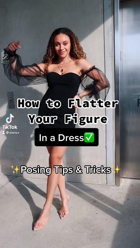 How to flatter your figure! [Video] | Photography editing, Fashion poses, Women photography poses Poses For Fitted Dress, Poses Of Models, Pose In A Dress Instagram, Poses With Summer Dress, How To Pose Wearing Dress, Fitted Dress Pose Ideas, Pose Like A Model Photo Shoots, Pics In Dress Ideas, Photo Poses Ideas In Dress