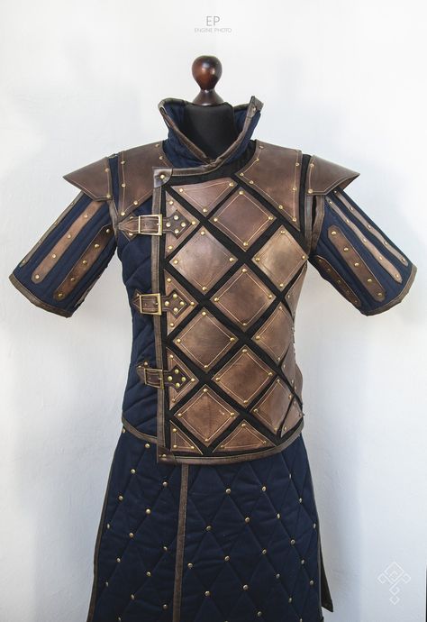 Bespoke, handmade costume created for one of The Witcher larp events Cloth Armor, Costume Armour, Armor Clothing, Medieval Clothes, Historical Armor, Cosplay Armor, Larp Costume, Leather Armor, Medieval Armor