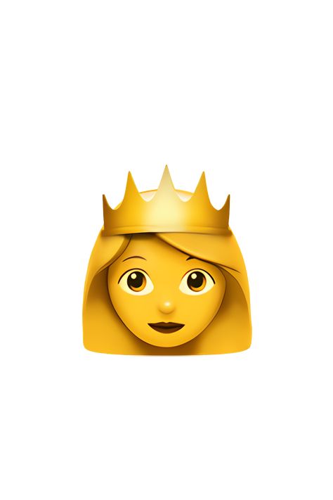 The emoji 👸 depicts a female figure with a golden crown on her head. She has long, flowing hair and is wearing a pink dress with a white collar. She is smiling and has rosy cheeks. Her eyes are closed, and she appears to be in a state of contentment or happiness. Overall, the emoji portrays a regal and elegant princess. Queen Emoji, Princess Emoji, Crown Emoji, Wave Emoji, Emoji People, Emojis Iphone, Apple Emojis, Ios Emoji, Iphone Emoji