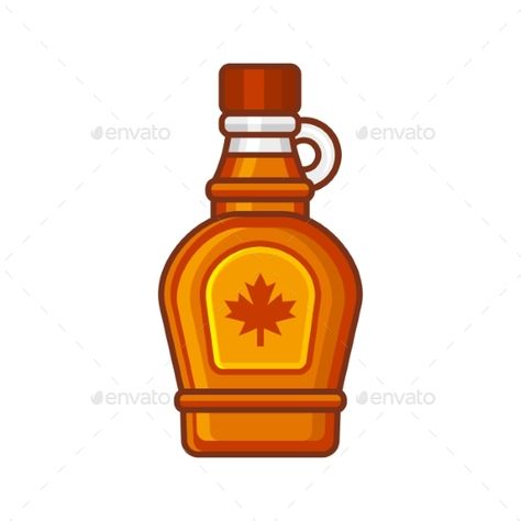 Maple Syrup Bottle Icon. Flat Style Design Vector illustration Maple Syrup Illustration, Maple Syrup Drawing, Syrup Illustration, Kawaii Waffle, Waffle Truck, Maple Syrup Bottle, Maple Syrup Bottles, Bottle Icon, Icon Background