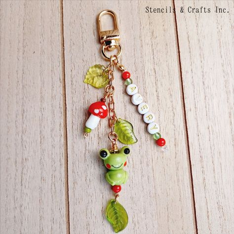 DETAILS

🐸This listing is for one (1) keychain
🐸Size: approx. 5" long from the top of the clip to the bottom of the leaf charm
🐸Glass beads and alphabet plastic beads
🐸Metal golden keychain swivel clasp
🐸Cute decoration for your backpack, purse, bag, lanyards, keychain, office, house keys and more

Mushrooms, Retro Boho, Craft Handmade, Clay Bohemian, Frog Fairy Core, Toadstool, Amanita Mushroom, Cottagecore Clay, Cottage Core, Fairycore,  Farm Core, Fairy Core, Gift for Her, Gift for Him Cottage Core Backpack, Cottagecore Keychain, Cottagecore Clay, Cottage Core Frog, Clay Cottage, Clay Keyring, Frog Fairy, Farm Core, Frog Keychain