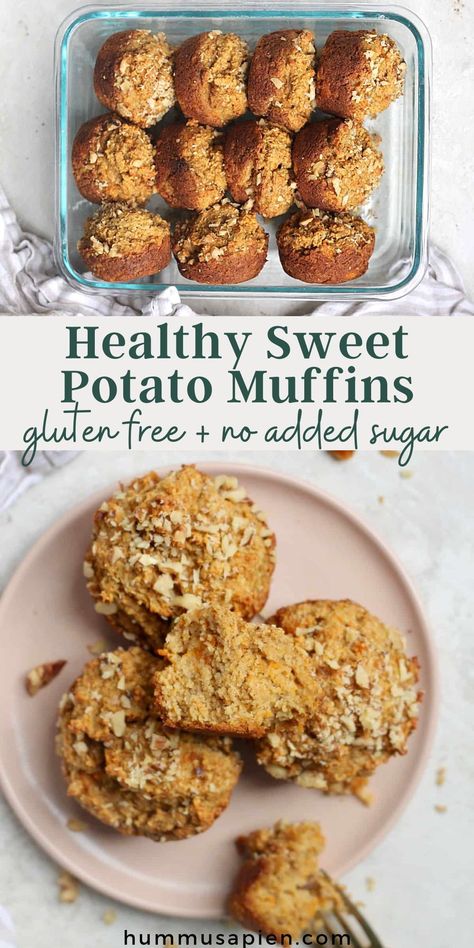 Incredible sweet potato muffins with no added sugar! These healthy one bowl muffins are fluffy, moist, and irresistible. Plus, they're gluten free and toddler approved! Healthy Sweet Potato Muffins, Sweet Potato Chocolate, Muffins Breakfast, Healthy Sweet Potato, Gluten Free Sweet Potato, Potato Muffins, Sweet Potato Muffins, Healthy Chocolate Chip, Fall Desserts Easy