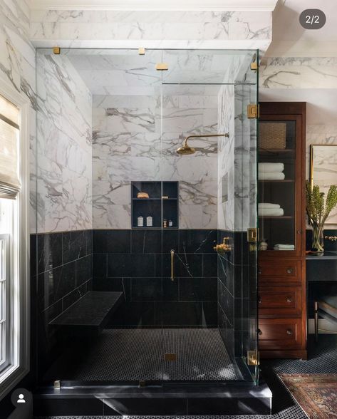 Classic Masculine Bathroom, Moody Master Bath Inspiration, Sanderson House, Tiles Wall Design, Masculine Bathroom Ideas, Masculine Bathroom, Master Bath Renovation, Interior Design Your Home, Gorgeous Bathroom