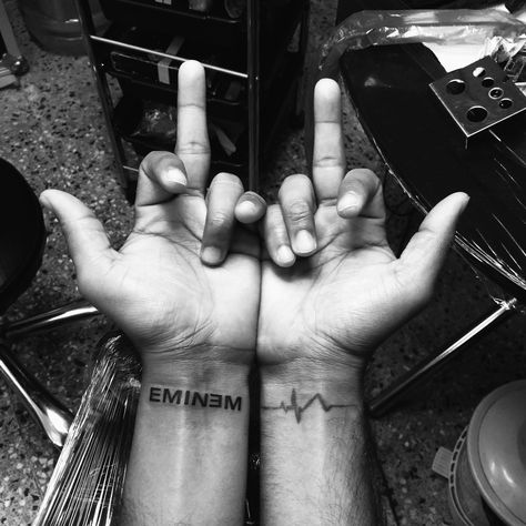 Eminem Related Tattoos, Tattoo Ideas Eminem, Eminem Tattoo Ideas Lyrics, Eminem's Tattoos, Eminem Lyrics Tattoo, Eminem Tattoo Design, Eminem Inspired Tattoos, Rap Tattoo Ideas, Eminem Tattoo Ideas