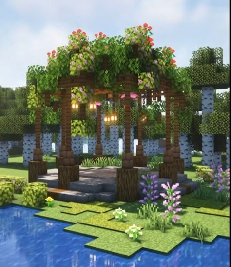 Minecraft Lush Garden, Minecraft Flower Greenhouse, Minecraft Outdoor Enchantment Room, Outdoor Enchanting Room Minecraft, Minecraft Gazebo Design, Minecraft Spore Blossom, Minecraft Secret Garden, Flower Forest House Minecraft, Minecraft Flower Garden Ideas