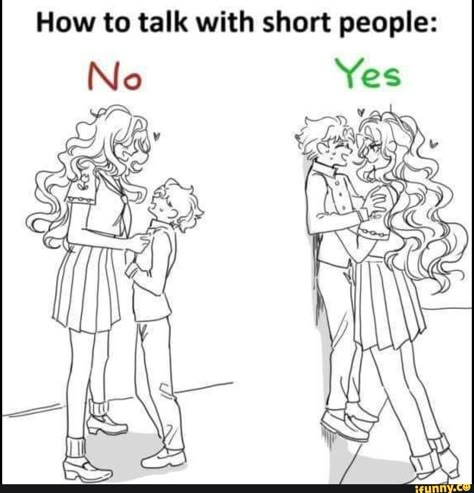 How to talk with short people: – popular memes on the site iFunny.co #jojosbizarreadventure #animemanga #femdomlove #rolereversal #gentlefemdom #gfd #jojo #how #short #pic Tall Girl Short Guy, Person Drawing, Short People, Ship Drawing, How To Talk, Jojo Memes, Couple Drawings, Jojo Bizzare Adventure, Cute Comics