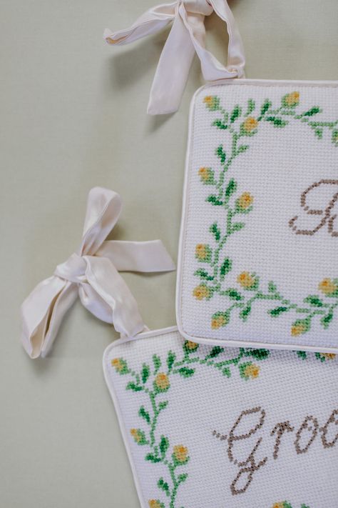 Needlepoint Finishing Ideas: Wedding Canvases Bride Groom Signs, Paint Guide, Needlepoint Finishing, Groom Sign, Easter Canvas, Wedding Canvas, Baby Bassinet, Head Table, Needlepoint Pillows