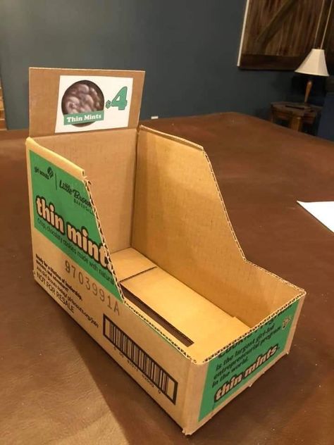 Girl Scout Cookie Display Boxes, Girl Scout Cookie Box Display, Girl Scouts Booth Ideas, Girl Scout Cookie Booth Ideas Display, Girl Scout Cookie Booth Ideas, Cookie Booth Ideas, Girl Scout Cookies Booth Signs, Girl Scout Brownies Meetings, Girl Scout Cookie Booth