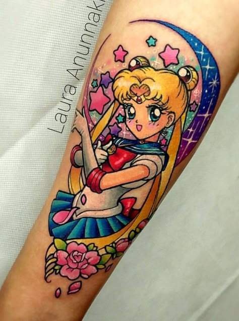 Sailor Moon Tattoo Ideas, Moon Tattoo Ideas, Venus Tattoo, Sailor Moon Tattoo, Moon Tattoos, Arte Sailor Moon, Moon Tattoo Designs, Kawaii Tattoo, Sailor Chibi Moon