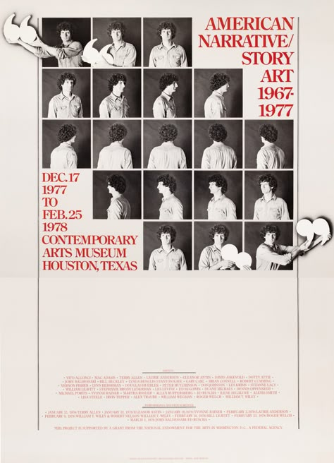 [Exhibition poster for American Narrative/Story Art, Contemporary Arts Museum Houston] | International Center of Photography Gallery Opening Poster, Poster Art Exhibition Graphic Design, Poster Design Art Exhibition, Photography Exhibition Poster Design, Artist Exhibition Poster, Poster For Art Exhibition, Poster For Exhibition, Art Museum Poster Design, Group Exhibition Poster