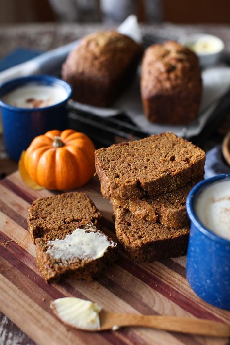 Pumpkin-Olive Oil Bread recipe from The Vanilla Bean Baking Book - Simple Bites Freeze Breakfast, Olive Oil Bread, Fall Comfort Food, Baking Bread Recipes, Baking Book, Ginger Nut, Cloud Bread, Spiced Pumpkin, Pumpkin Pecan