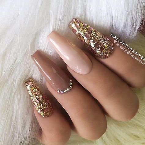 ✨ Mauve-Brown, Ivory-Rose, Glitter and Crystals on long Coffin Nails 👌 • 💅 Nail Artis #acrylicnailsglitter Ongles Beiges, Long Coffin Nails, Fall Acrylic Nails, Coffin Nails Long, Nail Swag, Brown Nails, Coffin Nails Designs, Creative Nails, Long Acrylic Nails