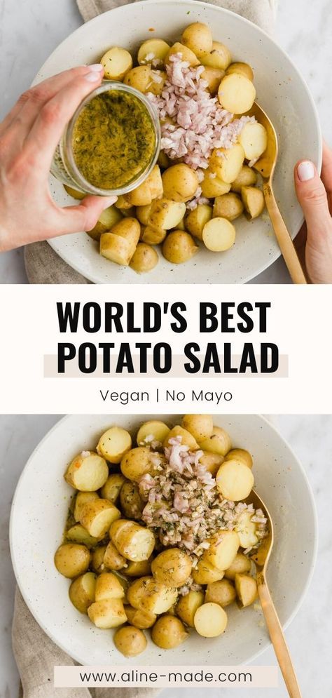 Potato Salad With Cabbage, Best Potato Salad Recipe Easy, Vinegar Potato Salad Recipe, Potato Salad Without Mayonnaise, Potato Salad With Cucumbers, Dijon Potato Salad, New Potato Salad, Mini Potato Salad Recipe, Cold Potato Recipes