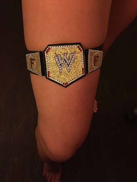 Wwe garter belt #wwe #garterbelt #foxwedding #homemade @katietolen Wrestling Wedding, Leather Wedding Garter, Wwe Wedding, Halloween Parejas, Fox Wedding, Leg Garter, Perfect Husband, Belt Holster, Leather Wedding