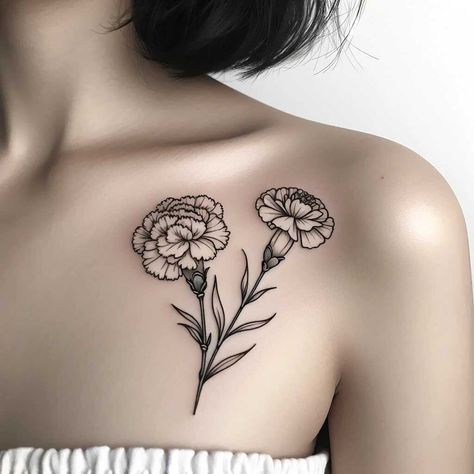 Marigold Flower Tattoo Design, Carnation And Marigold Tattoo, Marigold Tattoos, Flower For January, Marigold Flower Tattoo, Love Is Like A Butterfly, Marigold Tattoo, Partner Tattoos, January Birth Flower