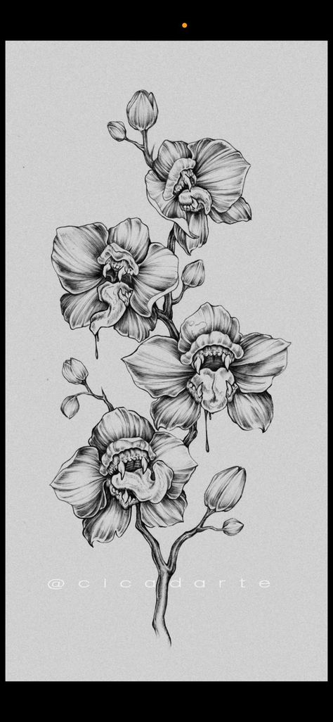 Pretty Creepy Tattoos, Small Floral Cover Up Tattoo, Cute And Creepy Tattoo Ideas, Bones With Flowers Tattoo, Creepy Flower Tattoos, Gothic Flowers Tattoo, Spooky Floral Tattoo, Pretty Skull Tattoos, Skull Flower Art