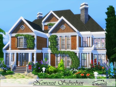 Newcrest Suburban is a lovely family home built on 40x30 lot in Newcrest. Found in TSR Category 'Sims 4 Residential Lots' The Sims 4 Houses Ideas, Sims 4 Houses Ideas, The Sims 4 Lots, Sims Inspiration, Sims Houses, Sims Builds, Sims 4 House Plans, Sims 4 House Building, Houses Ideas