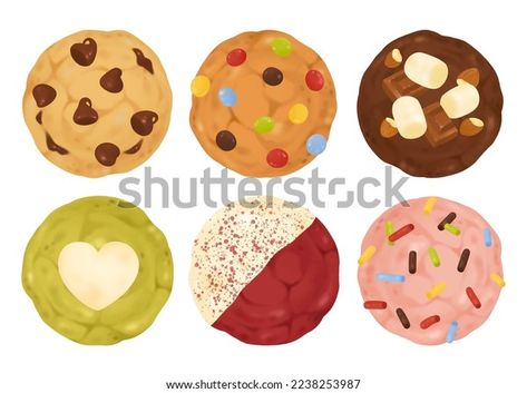 Cute Cookie Drawing, How To Make Crumble, Cookie Character, Cookies Illustration, Cookie Illustration, Sprinkles Cookies, Chocolate Illustration, Cookie Drawing, Cookies Chocolate Chip