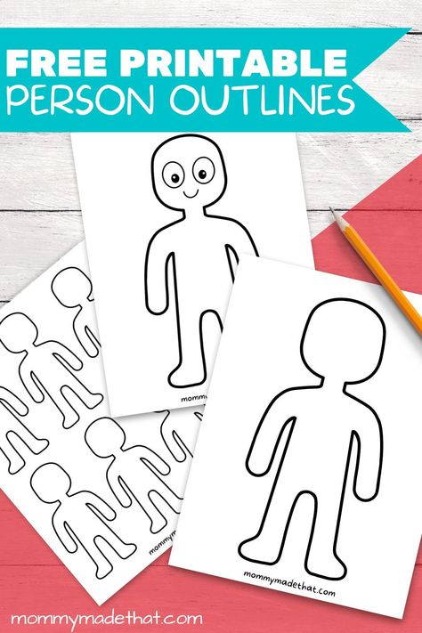 Person Outline and Templates (Lots of Free Printables!) Perfect for classroom activities, studying people or preschool crafts! Person Cutout Template, Person Outline Templates Free Printable, People Crafts Preschool, Paper Dolls Printable Free, Person Cut Out, People Template, Person Template, Paper Doll Chain, Person Outline