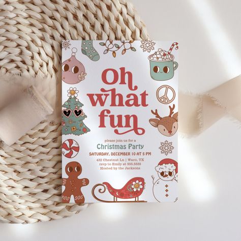 Christmas 1st Birthday, Oh What Fun Christmas, Christmas Birthday Invitations, 1st Birthday Invitation Template, Fun Invitations, Oh What Fun, Christmas Birthday Party, Winter Birthday, The Jacksons