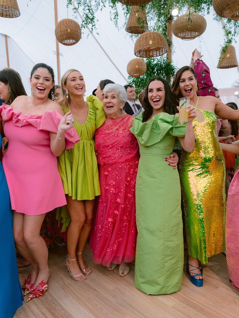 Wedding Guest Colorful Attire and Dress Ideas Guest At A Wedding Outfit, East Coast Wedding Guest Dress, Bright Summer Wedding Guest Dress, Colorful Cocktail Dress For Wedding, Bright Wedding Guest Attire, Wedding Guest Dress Colorful, Beach Cocktail Wedding Attire, Wedding Guest Styling, Festive Cocktail Attire Wedding