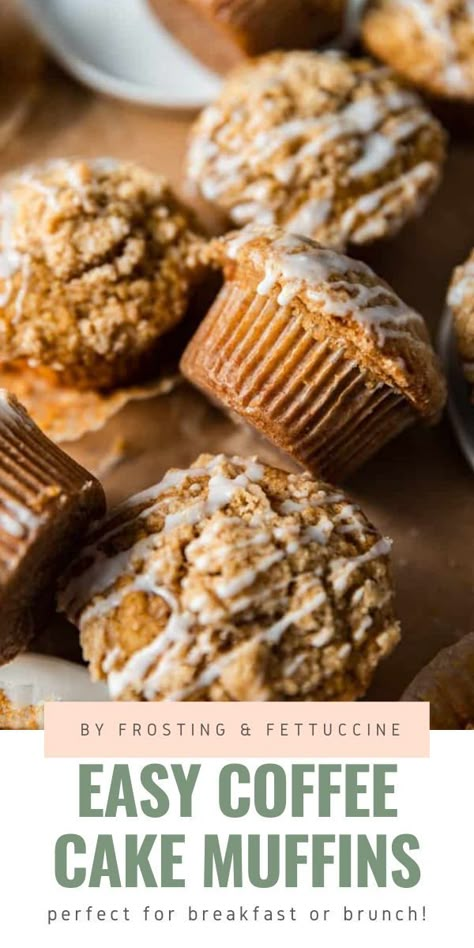 These delicious bakery-style Coffee Cake Muffins are perfect for breakfast, brunch, or a snack! The cinnamon crumb topping is just the right amount of sweetness, and the muffin itself is moist, delicious, and easy to make! What’s better than coffee cake? Coffee cake in muffin form! These cinnamon crumb cake muffins are easy to make and will sweeten up your morning routine. This recipe makes 12 perfect coffee cake muffins. Ready to eat in just 30 minutes! Coffee Cake Muffins Sour Cream, Oatmeal Coffee Cake Muffins, Buttermilk Coffee Cake Muffins, Bakery Style Coffee Cake Muffins, Coffee Cake For A Crowd Brunch, Muffins With Toppings, Muffin Recipes Coffee Cake, Coffee Cake Crumble Muffins, Cinnamon Coffee Muffins