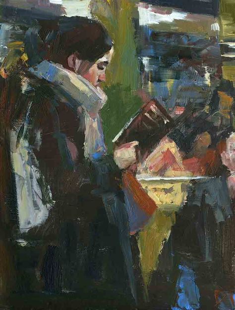 Warmth in Numbers  is part of a series to do with the female figure reading.  The interior of a subway station can stay warm when it's c... Female Figure, A Series, A Woman, Oil Painting, Reading, Art