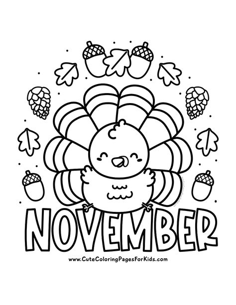 November Coloring Pages: 5 Free Printables for Kids - Cute Coloring Pages For Kids Simple Fall Coloring Pages, Thanksgiving Crafts Toddlers, Free Fall Coloring Pages Printables, Activities For Childcare, Head Start Activities, November Worksheets, Shopkins Coloring Pages Free Printable, November Coloring Pages, Library Printables