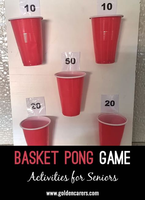 Basketball Pong Game: Have some fun with this basketball ping pong game! So easy to setup and play! Activity Ideas For Seniors, Senior Care Activities, Christmas Party Friends, Ideas For Seniors, Ping Pong Games, Nerf Games, Olympics Activities, Cousin Camp, Pong Game