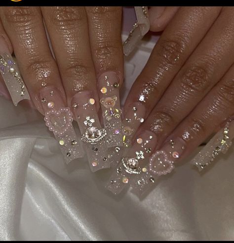 Ongles Bling Bling, Grunge Nails, Dope Nail Designs, Pretty Gel Nails, Really Cute Nails, Soft Nails, Bling Acrylic Nails, Kawaii Nails, Pink Acrylic Nails