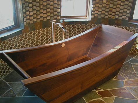 Wooden Bath Tub, Wood Tub, Wood Bathtub, Wooden Bathtub, Wood Bath, Wooden Bath, Bathtub Design, Dream Bathrooms, Bathtubs