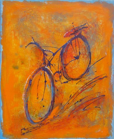 ARTFINDER: CON TODA VELOCIDAD by DORIS DUSCHELBAUER - "WITH FULL SPEED" is the title of the artwork.  A painting full of energy, colour and movement. Bike Painting Canvas, Kandinsky Music Paintings, Bike Painting, Abstract Bicycle Art, Slow Art, Bicycle Painting, Bicycle Art, Expressionism Painting, Bike Art