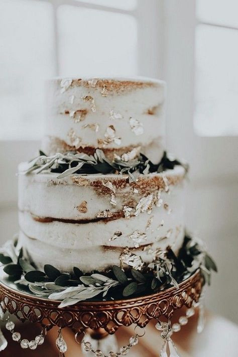 sage green wedding color ideas #wedding #weddings #weddingcolors #greenweddings #hmp Western Wedding Cakes 2 Tier, Wedding Cake With Gold Accent, Earthy Wedding Cake, Naked Wedding Cake With Flowers, Rustic Wedding Cakes, Wedding Cake Designs Simple, Sage Green Wedding Colors, Green Wedding Colors, Naked Cakes