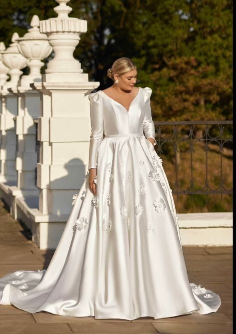 Plus Size Wedding Dress Wedding Gown Plus Size a Line Plus Size Wedding Dress Satin Wedding Plus Size Dress a Line Long Sleeve Custom Gown - Etsy Croatia Plus Size Wedding Gowns Curvy Bride, Curvy Wedding Dress Sleeves, Plus Size Reception Dress, Plus Size Satin Wedding Dress, Wedding Plus Size Dress, Wedding Gown Plus Size, Plus Size Wedding Dresses With Sleeves, Wedding Dress Satin, Wedding Plus Size