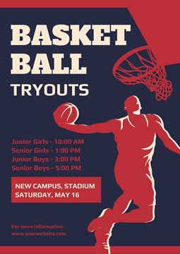 Free Basketball Poster Designs | DesignCap Poster Maker Basketball Poster Design, Basketball Flyer, Basketball Tryouts, Fitness Poster, Volleyball Posters, Business Flyer Design, Free Basketball, Basketball Poster, Gym Poster