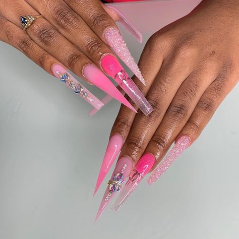 LaNece Renee ✨’s Instagram profile post: “XL BIRTHDAY NAILSSS 💗💗💗Click the link in my bio to book your appointment- ✔️ Text: 470-255-4455 for any questions 💕  #alpharettanailtech…” Coffin And Stiletto Nails Mixed, Nail Tech Appointment Policy, Walk With God, Stiletto Nails Designs, Be Encouraged, Nail Designs Glitter, Elegant Nails, Nail Games, Coffin Nails Designs