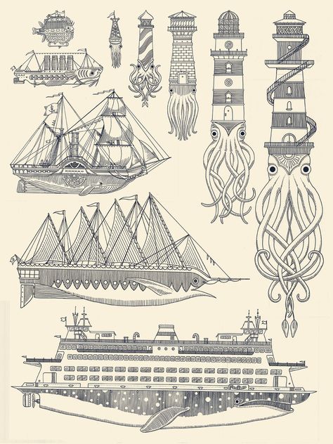 Kyler Martz, Surfing Art, Pencil Work, Adventure Print, 1 Tattoo, Bioshock, Print Inspiration, Kraken, Whales