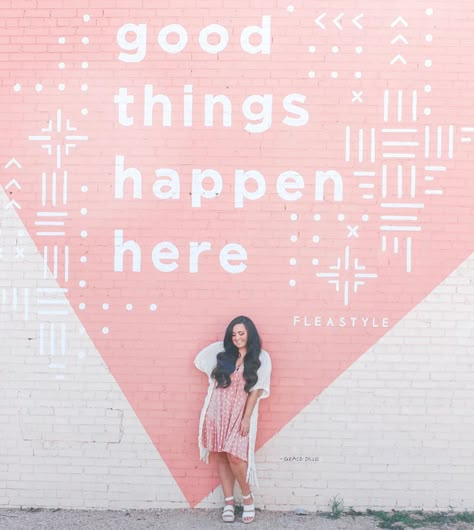 ✨Good Things Happen Here✨ #goodthings #sundays #pink #instastyle #chattanoogablogger #weekendvibes Good Things Happen Here Mural, Instagram Walls Ideas, Wall Murals Outdoor, Instagram Wall Ideas, Numbers Wallpaper, Good Things Are Happening, Instagram Walls, Instagram Wall Art, Instagram Mural