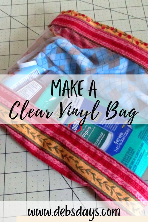 Learn how to sew your own homemade clear vinyl pouch bag for items like masks and sanitizing wipes. A DIY sewing project with step by tutorial video. Vinyl Pouch, Office Diy, Travel Sewing, Scrap Fabric Projects, Vinyl Bag, Vinyl Storage, Diy Vinyl, Scrap Fabric, Sewing Organization