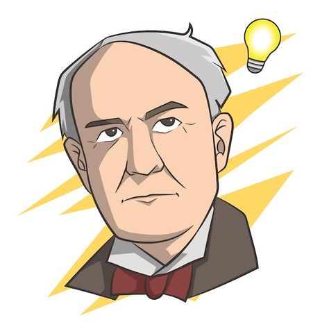 Ppt Ideas, Thomas Alva Edison, Alva Edison, Premium Vector Cartoon, Portrait Cartoon, Thomas Edison, Cartoon Portrait, Inventors, Vector Cartoon