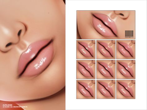 The Sims Resource - Lipgloss | N9 The Sims Resource Lips, Cosimetic's Sims 4, Cc Skin, Sims Accessories, Sims 4 Toddler Clothes, Sims 4 Cheats, The Sims 4 Skin, Makeup Cc, Pelo Sims