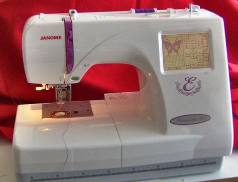 Janome Memory Craft 350E Review - love this machine... most of the time... Janome Embroidery Machine, Janome Embroidery, Classic Embroidery, Computerized Sewing Machine, Janome Sewing Machine, Monogram Machine, Machines Fabric, Memory Crafts, Embroidery Tshirt