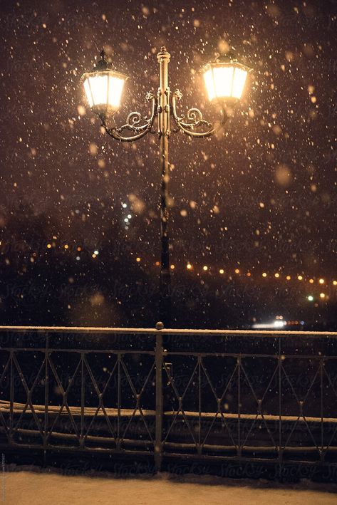 Street light on a fresh snowy night by Pixel Stories - Snow, Winter - Stocksy United Street Background, Snow Night, Snowy Night, Winter Street, Photo Texture, Night Landscape, Winter Light, Night Painting, Snow Winter