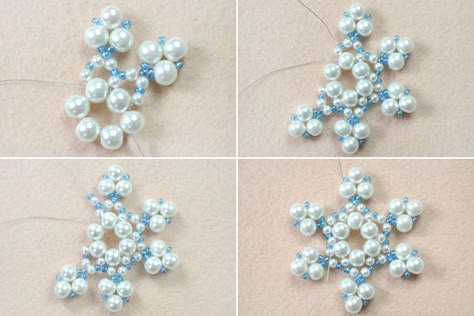 Beaded Christmas snowflake ornaments to share with you! If you know some beading skills, this snowflake ornaments can be easily finished. Let's check it out! Snowflake Ornaments Diy, Beaded Ornaments Diy, Diy Christmas Snowflakes, Beaded Snowflakes Ornament, Beaded Christmas Decorations, Beaded Snowflake, Christmas Snowflakes Ornaments, Snowflake Craft, Beaded Snowflakes