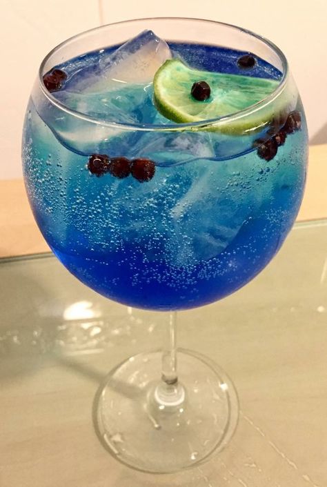 Blue Gin Blue Gin, Tanqueray Gin, Pretty Food, Gin, Wine Glass, Wine, Glass, Blue, Quick Saves