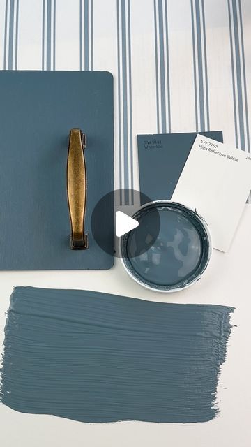 Sherwin Williams Stillwater Paint Color, Sw Waterloo Paint, Waterloo Sherwin Williams, Sw Waterloo, Wallpaper Swatches, Modern Nautical, Cabinet Color, Blue Cabinets, River House